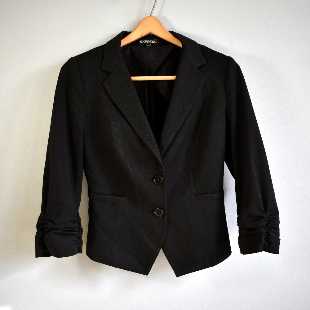 Express Black Ruche Wrist Blazer